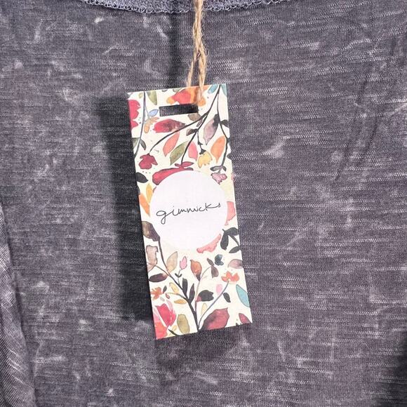 BKE Gimmicks FAB! Embroidered Mesh Boho Open Tie Festive Top in Gray L With Tags - Picture 4 of 7